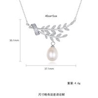 925 Sterling Silver Freshwater Pearl Pendant Leaf Necklace main image 6