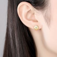 925 Sterling Silver Crown Korean Simple Micro-inlaid Zircon Rose Gold Earrings main image 3