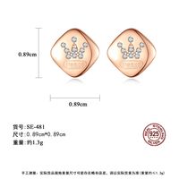 925 Sterling Silver Crown Korean Simple Micro-inlaid Zircon Rose Gold Earrings main image 6