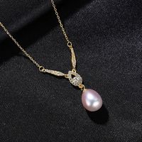 S925 Sterling Silver Pearl Exquisite Micro-inlaid Water Drop Pendant Necklace sku image 2