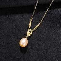S925 Sterling Silver Pearl Exquisite Micro-inlaid Water Drop Pendant Necklace sku image 3