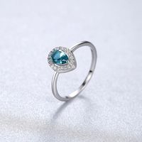 S925 Sterling Silver Drop-shaped Emerald Gem Ring sku image 1
