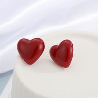 925 Silver Needle  Heart Resin Earrings main image 5