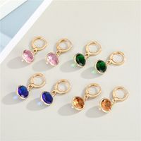 Boucles D&#39;oreilles Zircon Cristal Rond Couleur Bonbon Simple main image 3