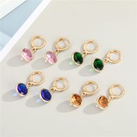 Simple Candy Color Round Crystal Zircon Earrings main image 3