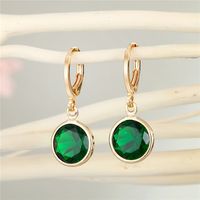 Simple Candy Color Round Crystal Zircon Earrings main image 4