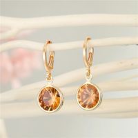 Boucles D&#39;oreilles Zircon Cristal Rond Couleur Bonbon Simple main image 5