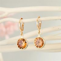 Simple Candy Color Round Crystal Zircon Earrings main image 5