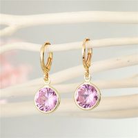Simple Candy Color Round Crystal Zircon Earrings main image 6