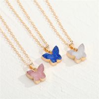 Imitation Natural Stone Butterfly Pendant Necklace main image 1
