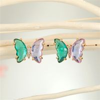 Hit Color Crystal Butterfly Earrings sku image 1
