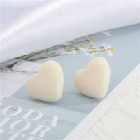 925 Silver Needle  Heart Resin Earrings sku image 1