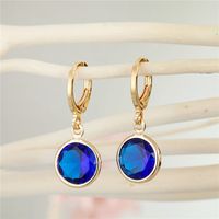 Simple Candy Color Round Crystal Zircon Earrings sku image 2