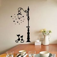 Black Cats Under Street Lights Removable Pvc Wall Stickers main image 1