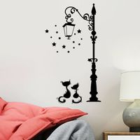 Black Cats Under Street Lights Removable Pvc Wall Stickers main image 3