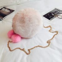 Winter Mini Chain Casual Plush Bag Fashion Hair Ball Shoulder Messenger Bag sku image 5