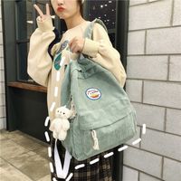 New Fashion Retro Casual Corduroy Student Backpack Cute Cute Bear Bear Campus Bag sku image 5