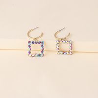 54439 Korean Style New Fashion All-match Diamond Geometric Earrings Artificial Water Geometric Stars Earrings Cross-border Supply main image 3