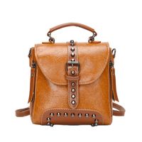 All-match Casual Pu Leather Bag  Large Capacity Outdoor Travel Backpack sku image 3