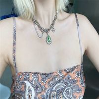 Simple Metal Chain  Emerald  Necklace main image 4