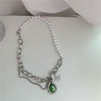 Einfache Metallkette Smaragd Halskette main image 5