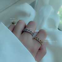 Korean Simple  Micro Diamond Chain Ring main image 3