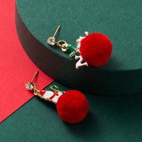 Christmas Series Alloy Drip Oil Santa Hair Ball Earrings main image 1
