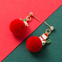 Christmas Series Alloy Drip Oil Santa Hair Ball Earrings main image 5