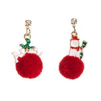 Christmas Series Alloy Drip Oil Santa Hair Ball Earrings main image 6