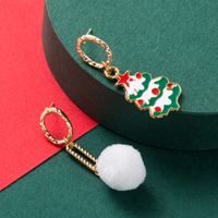 New Alloy Oil Dripping Asymmetric Christmas Tree Earrings main image 1