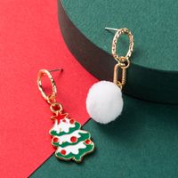 New Alloy Oil Dripping Asymmetric Christmas Tree Earrings main image 3