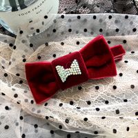 Korean New Diamond Bowknot Gold Velvet   Clip main image 6