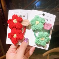 Cute Handmade Wool Flower Hairpin Head Rope Set main image 3