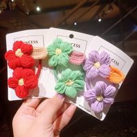 Cute Handmade Wool Flower Hairpin Head Rope Set main image 5