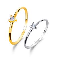 Simple Heart-shaped  Inlaid Zircon Love Ring main image 1