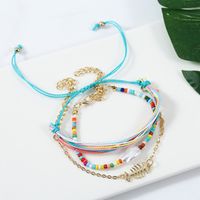 Bohemian Beach Hand-woven Fishbone Rope Multilayer Anklet main image 5