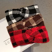 Simple  Thickened Cross Plaid  Cute Retro Headband main image 1