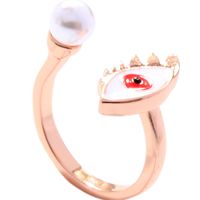 Fashion  Drip Glaze Opening Adjustable Pearl Index Finger Ring main image 6