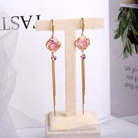 Simple  Long Rose Flower Tassel Earrings main image 1