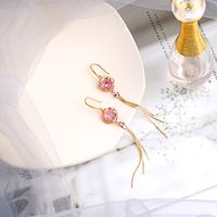 Simple  Long Rose Flower Tassel Earrings main image 3