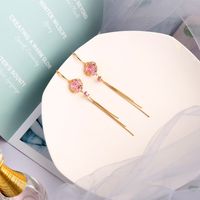 Simple  Long Rose Flower Tassel Earrings main image 4