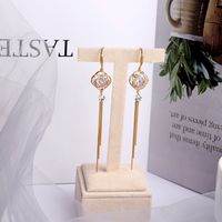 Simple  Long Rose Flower Tassel Earrings main image 5