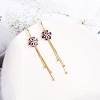 Korean Tassel Long Flower Earrings main image 4