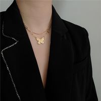 Collar Coreano De Acero De Titanio De Acero Inoxidable Con Mariposa De Doble Capa sku image 1
