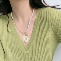 Korea  Long  Freshwater Pearl Flower  Necklace sku image 1