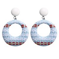 New  Creative Retro Bohemian Woven Hollow Round Earrings sku image 5