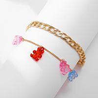 Creative Retro Simple Cartoon Bear Pendant Multi-layer Chain Anklet Wholesale sku image 1