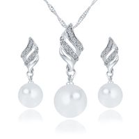 Fashion New Simple Pearl  Necklace Earrings  Set sku image 2