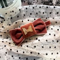 Korean New Diamond Bowknot Gold Velvet   Clip sku image 1