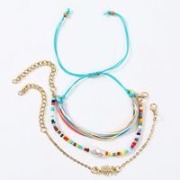 Bohemian Beach Hand-woven Fishbone Rope Multilayer Anklet sku image 1